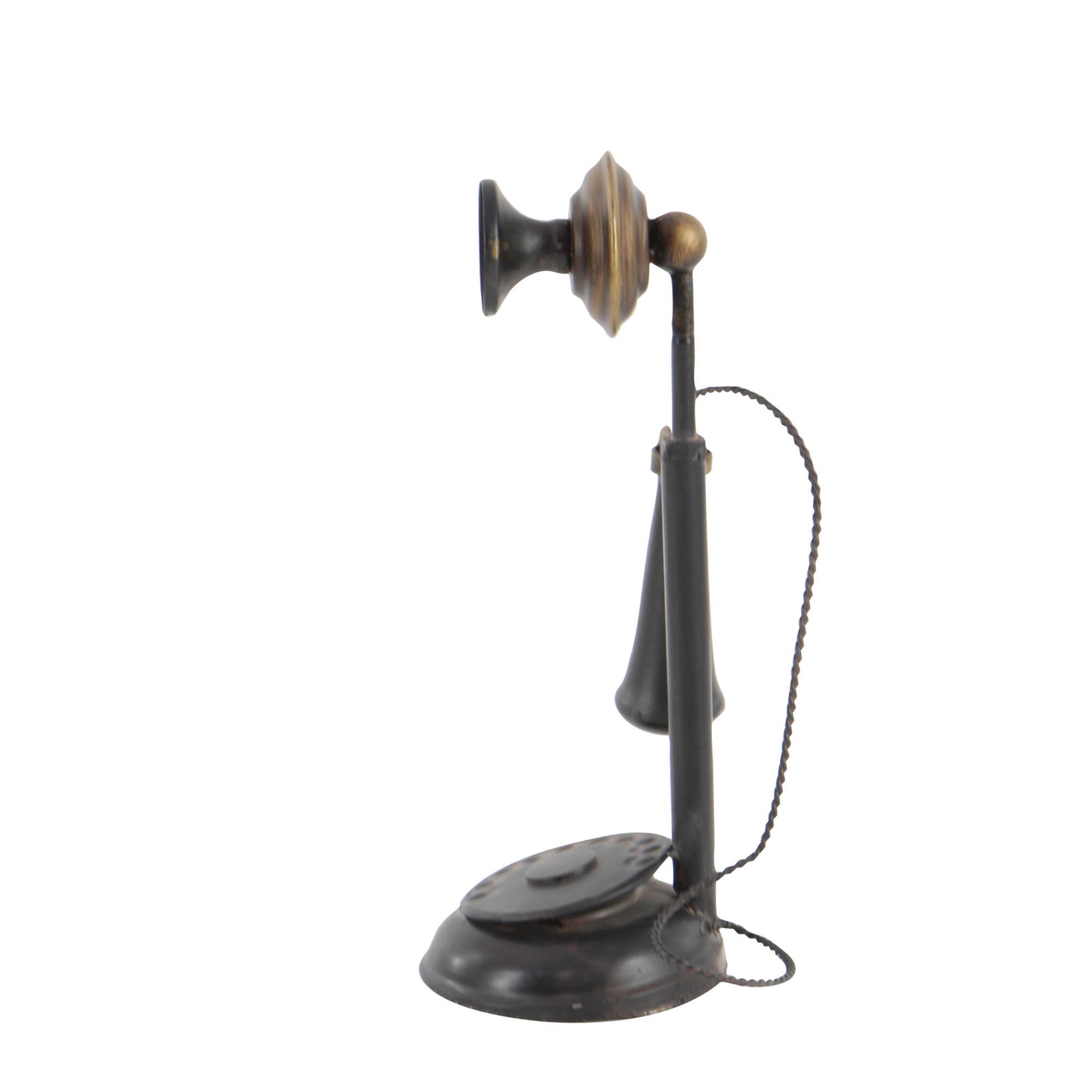 13" Antique Candlestick Phone Table Accent